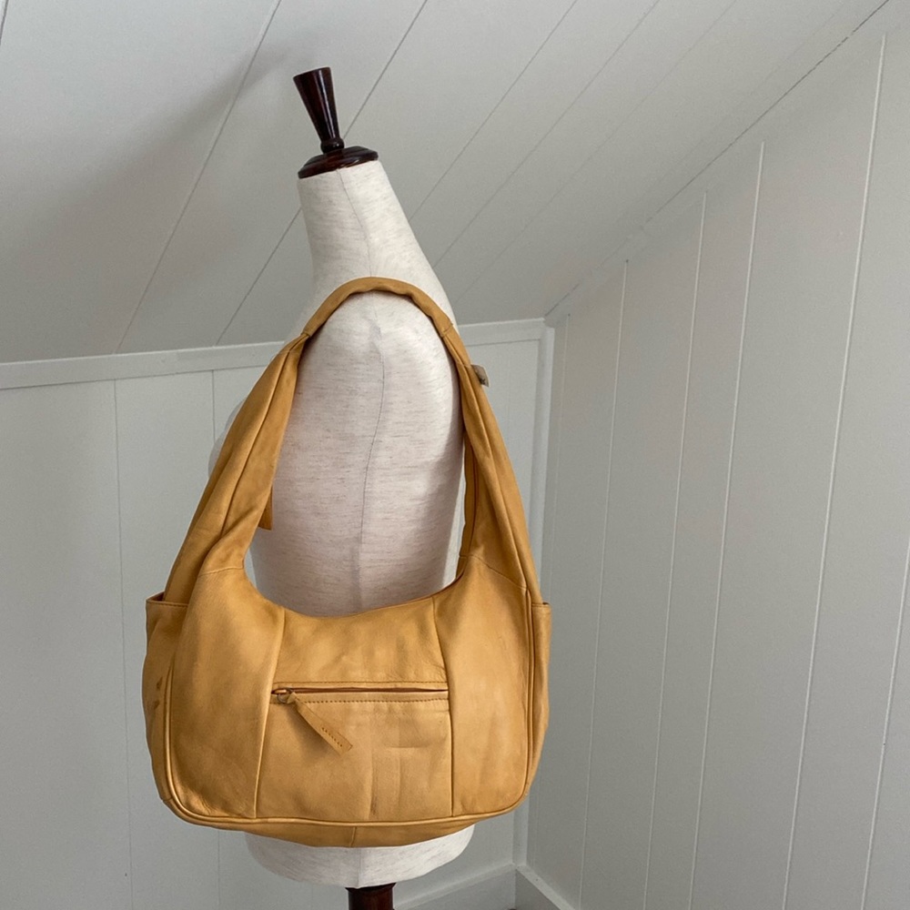 Green Fields Soft Leather Shoulder Bag